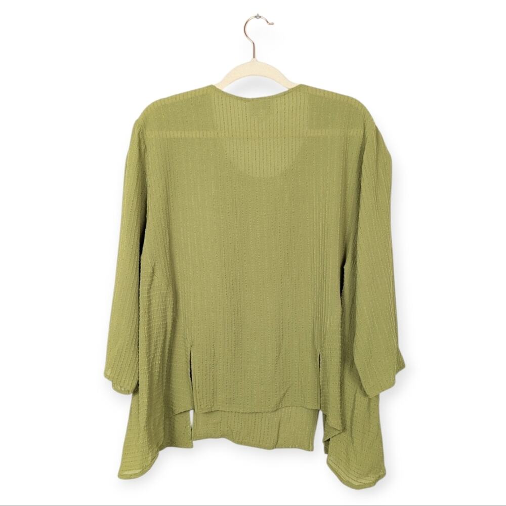 Niche Nilgun Derman Tunic S Green Textured Stripe Relaxed Artsy Blouse - Picture 2 of 6